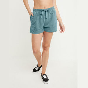 Custom Fashion Athletic High Waist Women's Sweat Shorts Casual Cotton Trunks Logo Breathable Raw Hem Fleece <b>Lounge</b> Wear - Product Image 1