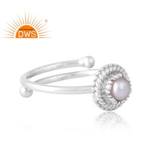 Bague en argent 925 avec pierre précieuse naturelle en perle, design tendance, bijoux personnalisés pour femmes, cadeau pour elle, fabricant de bijoux indien - Product Image 4