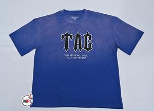 Bordado de apliques personalizado de alta calidad 100% algodón moda callejera bordado de letras de gran tamaño camisetas Vintage para hombres - Product Image 4