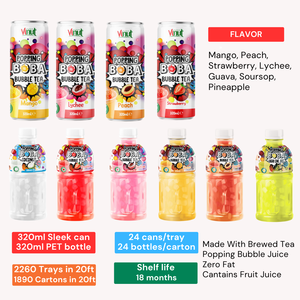 Boisson de jus d'ananas 330ml Boissons en gros Popping Boba Bubble Tea | Fabrication | Échantillon gratuit de marque privée OEM ODM - Product Image 6