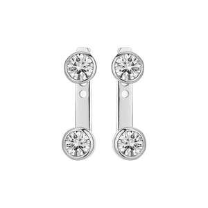 Pendientes de Plata de Ley 925 con Doble Piedra en Forma de Bola, Regalo de Moda para Mujer, Par de Moissanita en Oro Amarillo/Blanco/Rosa - Product Image 5