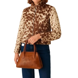 Women's Top Trending Custom Leather <b>Jackets</b> for Autumn Winter Solid Pattern Turn Down Collar Design with <b>Fur</b> Lining Full Sleeve - Product Image 1