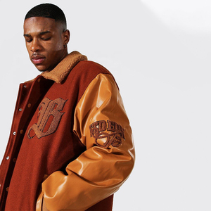 Veste de baseball à capuche en laine pour hommes, style letterman, imperméable, couleur et logo personnalisables, prix d'usine - Product Image 6