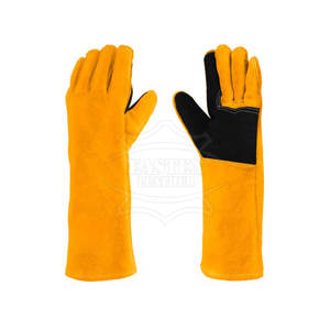 Gants de sécurité respirants et durables, sans silicone, sans poudre, de couleur unie, avec protection de la paume en cuir, pour le soudage - Product Image 2