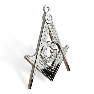 Médaille de sport en métal personnalisée, collier maçonnique, bijou, compas carré avec symbole G, plaqué or, design moderne antique, haute qualité - Product Image 4