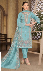 Nueva Organza paquistaní con traje bordado pesado con Pent Stanton con interior Stanton con Organza con Dupatta bordado - Product Image 4