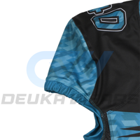 Maillot de football américain personnalisé sublimé en gros, 12 panneaux, respirant, séchage rapide, maille épaisse, coupe de match, sergé pour le tackle