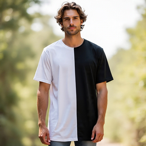 เสื้อยืดสีขาวสีดำสำหรับผู้ชายเสื้อยืด100% ไหล่ตกสำหรับใส่วิ่งจ๊อกกิ้งในฤดูร้อนสำหรับผู้ชาย - Product Image 4