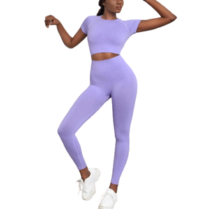 Logotipo personalizado Color sólido 5 piezas Ropa deportiva sexy Fitness Gimnasio Yoga Conjunto Mujeres Ropa de entrenamiento Conjuntos para mujeres - Product Image 1