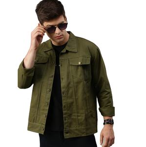 Veste en jean respirante pour hommes, toutes tailles, nouveau style décontracté et mince 100% coton, jaune uni pour l'automne - Product Image 6