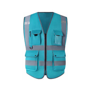 Gilet de sécurité de construction haute visibilité sans fermeture à glissière Gilet réflecteur en polyester pour homme avec logo - Product Image 5