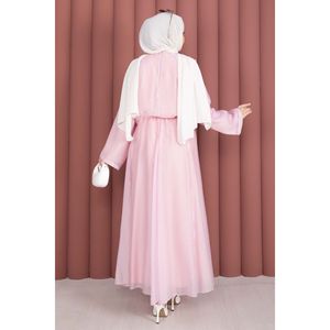 Ensemble 2 pièces en mousseline de soie avec jupe asymétrique à volants et haut sans col 100% lin pour le printemps/été Disponible en rose - Product Image 5