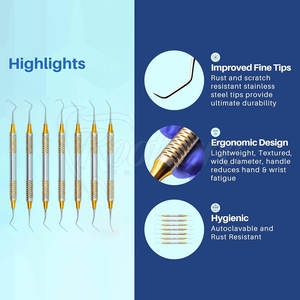 Juego de Curetas Periodontales Gracey de Alta Calidad, 7 Piezas, Instrumentos de Acero Inoxidable para Uso Profesional - Product Image 3