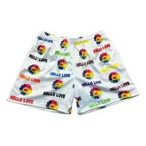 Wholesale Above knee summer gym custom sublimation high quality Men's basketball shorts printed mesh shorts with customization