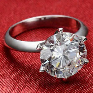Anillo de compromiso de plata de ley con diamante de moissanita redondo blanco VVS1 de 3 quilates, calidad AAA+, talla 8 Cus-Jew84 - Product Image 3