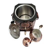 Samovar électrique nostalgique en acier inoxydable, bouilloire à thé 3L, finition antique vernie, 50 Hz 220 Volts, couvercle à poignée en bois, écologique, Shark