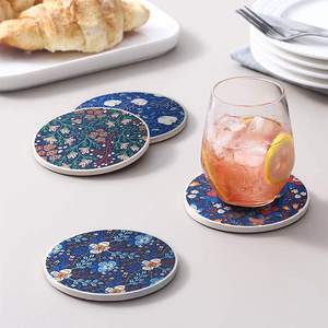 natural stone marble <b>coasters</b> for drinks luxury gold trim elegant - Product Image 3
