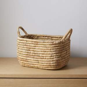 Rectangular <b>Water</b> <b>Hyacinth</b> Storage <b>Basket</b> with Cutout Handles Made in Vietnam From Handicrafts Manufacturer - Product Image 1