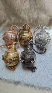 Designer Women's Crystal Clutch Kiss Lock Mechanism Lightweight 1-1.9L Capacity <b>Slim</b> Shoulder Chain Smooth Silk Interior - Product Image 5