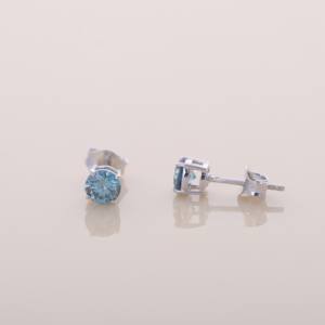 Boucles d'oreilles clous en diamant bleu de 1,06 ct cultivé en laboratoire, or jaune, blanc et rose 18 carats, taille princesse, plaqué rhodium, certifiées IGI, bijoux classiques - Product Image 3