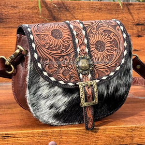 New Arrival Western Handmade Real Cowhide <b>Handbag</b> High Quality <b>Handbag</b> Best Quality Tooled Genuine Leather Women Crossbody Purse - Product Image 3