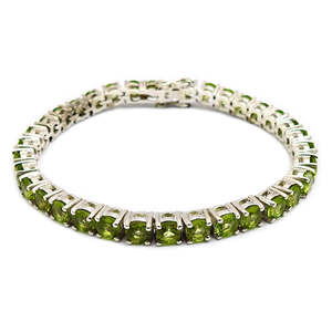 Pulsera de Plata de Ley 925 con corte redondo peridoto piedra preciosa madre cadena pulsera Bohemia hecha a mano joyería al por mayor - Product Image 4