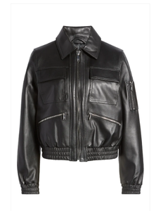 แจ็กเก็ตหนังแท้ Nappa สำหรับผู้หญิง, เสื้อแจ็คเก็ตหนังสไตล์ฤดูหนาวมีกระเป๋า - Product Image 5