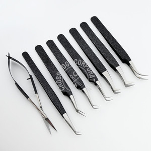 Pinzas para Extensión de Pestañas con Punta de Fibra, Curvatura de Luna, Agarre de Diamante, Acero Inoxidable, Punta Larga de 45 Grados para una Aplicación Precisa de Pestañas - Product Image 1