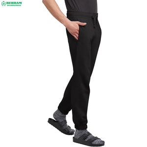 Pantalon de survêtement noir pour homme de haute qualité, épais, avec cordon de serrage, taille élastique et logo sur la jambe gauche, 100 % coton - Product Image 6
