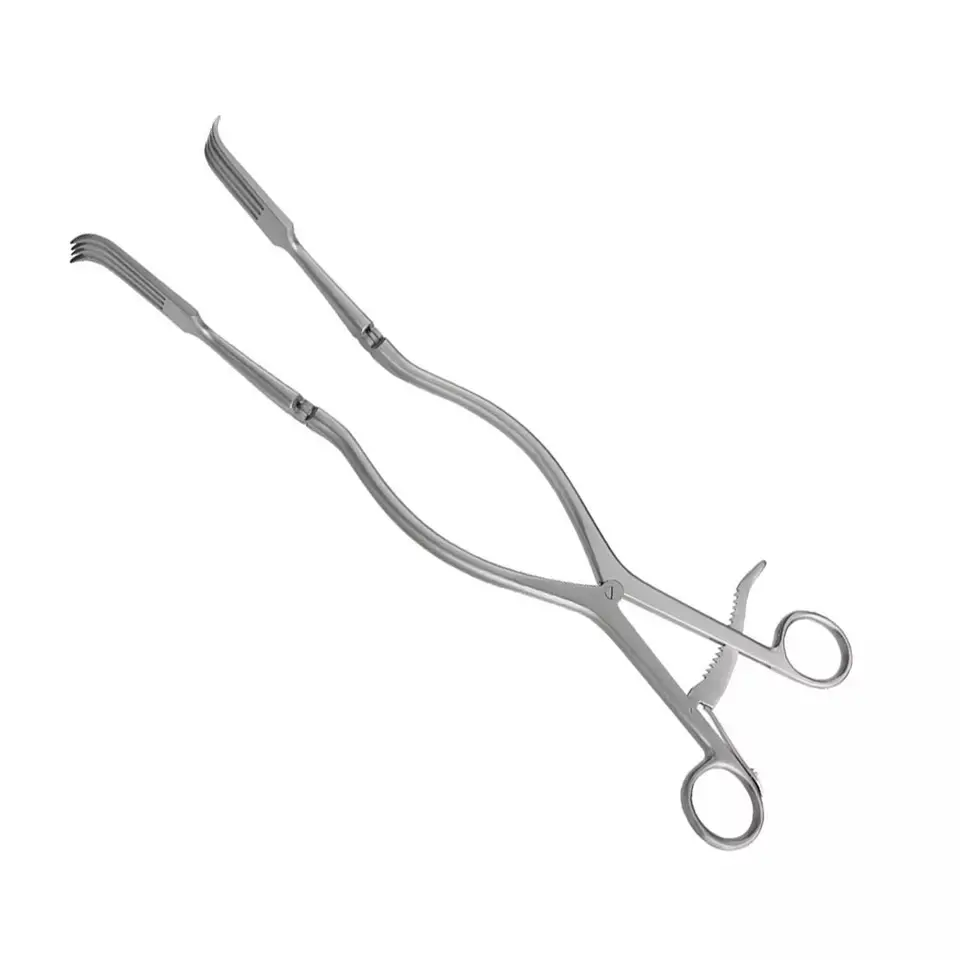 Retractor de cuatro cuchillas con bisagras, instrumentos quirúrgicos de superficie óptima para uso médico, Oberhill, 33cm