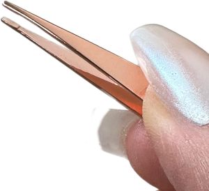 Ensemble de pinces à sourcils inclinées/pointues en acier inoxydable de qualité supérieure 2 pièces en or rose pince à épiler avec ensemble de pochettes - Product Image 2