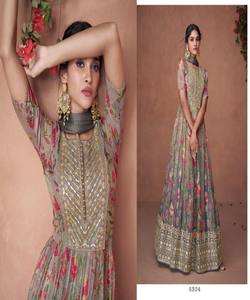 Diseñador Georgette secuencia codificación hilo bordado vestido de trabajo con dupatta precio al por mayor Ropa Étnica ropa de fiesta - Product Image 6