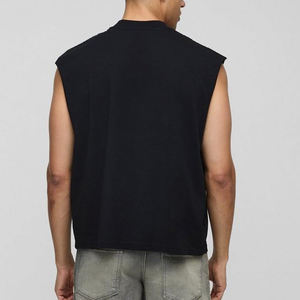Vente directe d'usine, débardeur pour homme sur mesure, haute qualité, respirant, col rond, coton/polyester, couleur et logo personnalisés, vêtements de fitness - Product Image 3