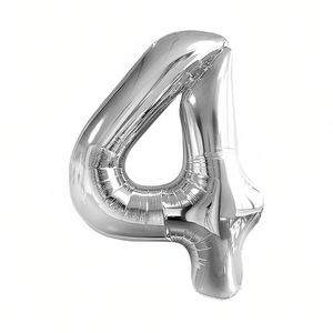 Party Love <b>Balloon</b> Numero <b>Silver</b> N4 45cm 12 pcs Bag - Product Image 2