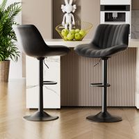 Tabourets de bar hauts de cuisine en velours de luxe rembourrés pivotants modernes réglables avec dossier et repose-pieds