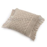 Taie d'oreiller décorative en macramé fait à la main en coton et laine design personnalisé d'Inde