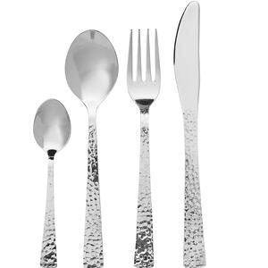 Juego de cubiertos de metal plateado de diseño moderno, mango martillado para el hogar y la boda, juegos de cubiertos para comer comida de mesa - Product Image 2