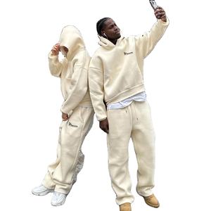 Custom Casual Warm Streetwear Men Tracksuit Thick Fleece Breathable <b>Oversized</b> Two Piece Hoodie <b>Jogger</b> Custom Front Logo OEM - Product Image 5