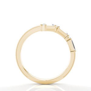 Prong Setting 14K Or Jaune Chevron Anneau Unique 0.32CT Diamant Alliance Rond Et Baguette Coupe Lab Grown Diamonds Femmes - Product Image 4