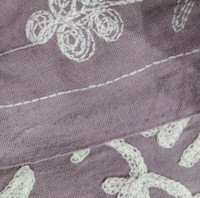 Elégante broderie florale beige sur coton kaki Tissu brodé Suzane pour sacs Textiles de maison et usage industriel