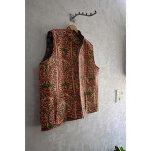 Chaleco Acolchado de Algodón con Estampado Artesanal Ecológico, Sin Mangas, para Mujer, Estilo Étnico, Casual, con Cuello Alto, Personalizado - Product Image 3