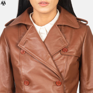 Fashion Popular Autumn <b>Coats</b> Breathable Custom logo Top Trending <b>Leather</b> <b>Trench</b> <b>Coat</b> Outdoor <b>Coats</b> for Ladies - Product Image 6