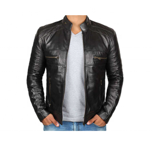 Vestes pour hommes en cuir véritable noir de jais brillant dans des tailles personnalisées disponibles à la vente à des prix abordables vente en gros confortable - Product Image 1