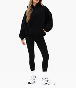 Custom Wholesale 100% Cotton Heavyweight Women Tracksuit Hoodie & Jogger <b>Set</b> Stylish Autumn Winter Warm Two Piece <b>Set</b> - Product Image 3
