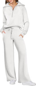 Conjunto Deportivo de Dos Piezas para Mujer, Diseño Moderno, Alta Calidad, Color Blanco, Informal para Invierno, con Media Cremallera, Transpirable, Mezcla de Poliéster/Algodón - Product Image 6