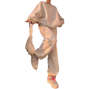 Conjunto de Pantalones Leggings Casuales Holgados de Estilo Otoño Invierno, Nuevo Conjunto de Moda para Mujer, Conjunto de Sudadera Gris para Mujer - Product Image 5