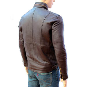 Chaqueta de motorista de moda delgada de cuero de vaca 100% marrón Vintage de alta calidad para chaqueta de cuero genuino de invierno para hombre talla XL - Product Image 3
