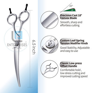 Factory Direct Sale Curved Pet Grooming <b>Scissors</b> Stainless Steel High Quality Anti-Slip Grip Simple Design Eco-Friendly - Product Image 2