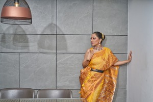 Último sari de algodón para adultos Rich Pallu con cobre Zari tejido borde elegante vestido de fiesta mujeres Salwar vestido Lehenga Choli - Product Image 4