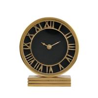 Severine Horloge de table Horloge de bureau en aluminium doré avec chiffres romains et engrenages exposés